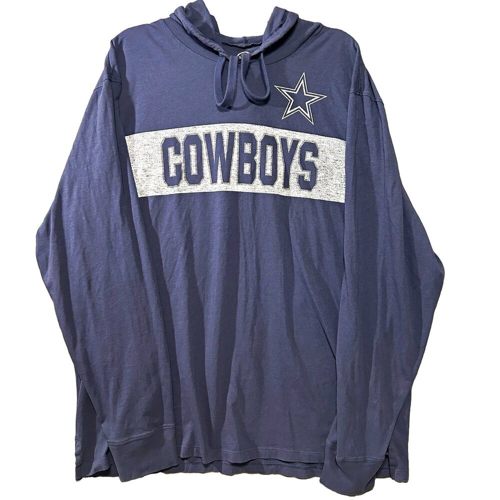 Dallas Cowboys '47 NFL Football Hooded Long Sleeve Shirt Blue/Gray 3XL